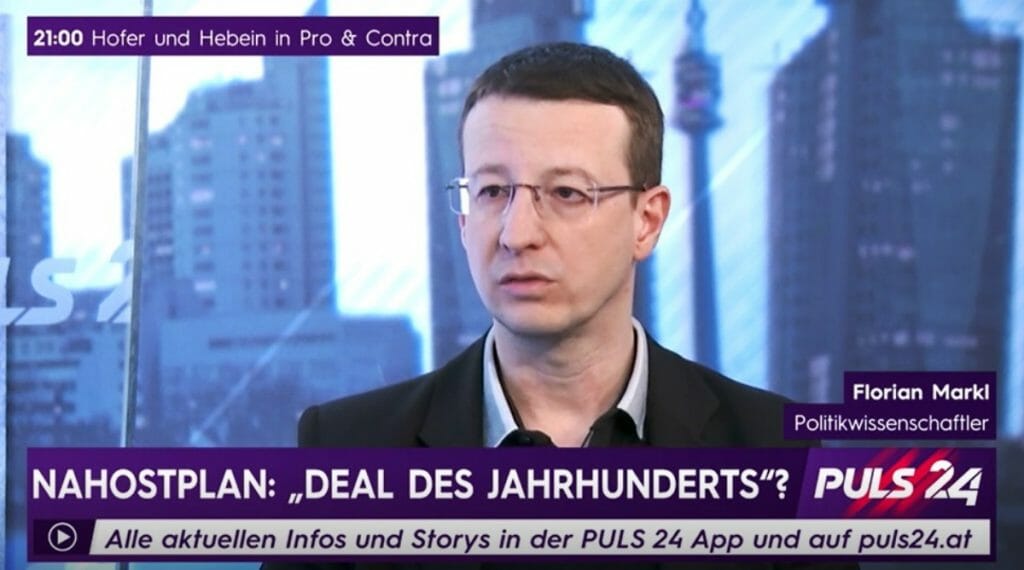 Florian Markl im Interview über Trumps Friedensplan (Quelle: Puls 24)