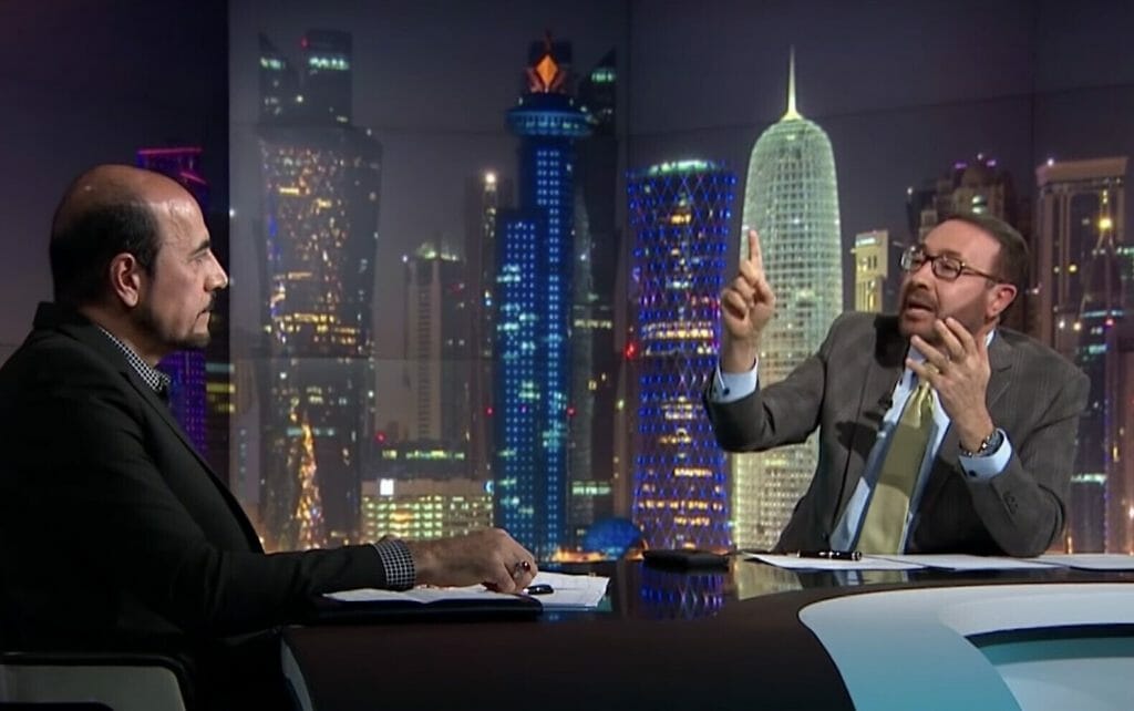 Faisal al-Qassem (re.) mit dem iranischen Kulturattaché Amir Mousawi (li.)