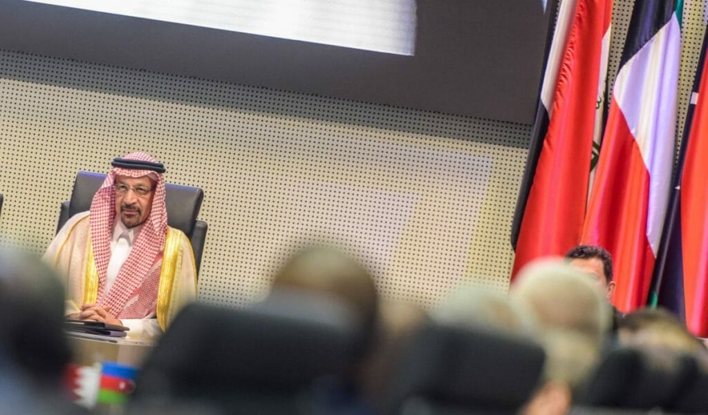 Der saudische Energieminister Khalid Al-Falih auf einem OPEC-Treffen 2019 in Wien