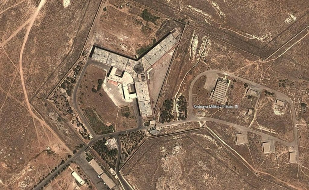 Luftaufnahme des berüchtigten syrischen Foltergefängnisses Sednaya