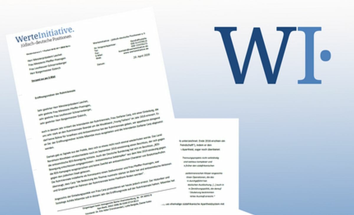 Offener Brief der WerteInitiative.jüdisch-deutsche Positionen zur Ruhrtriennale