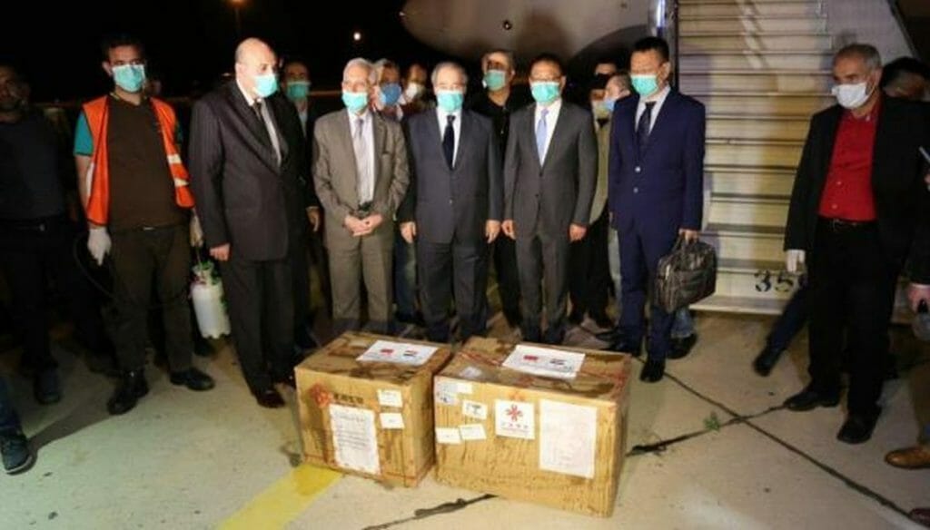 Zeremonie zu Begrüßung der chinesischen Corona-Hilfslieferung für Syrien