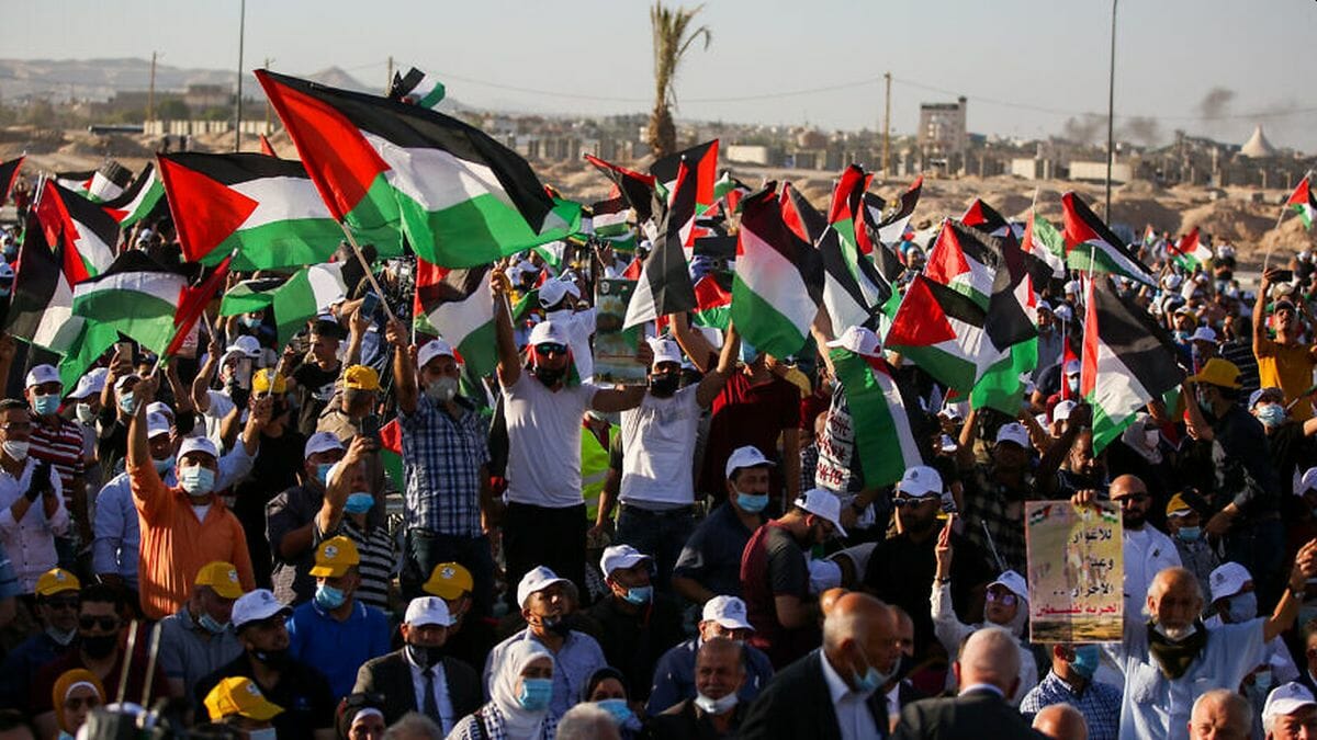 Auch Vertreter der UNO und der EU nahmen an der Fatah-Kungebung gegen Israels Souveränitätspläne teil