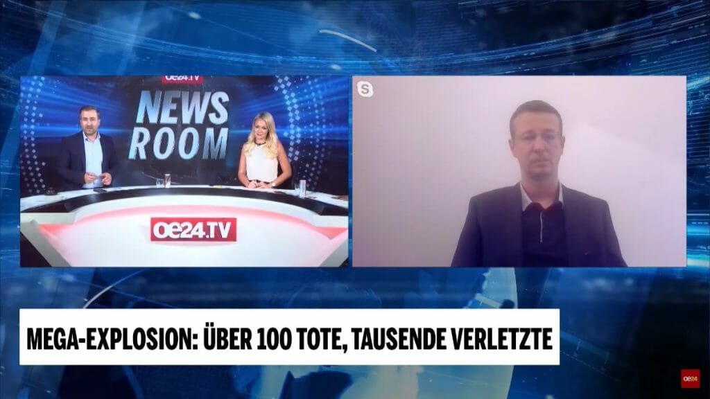 Florian Markl im OE24-Interview über die Katastrophe in Beirut. (Quelle: Youtube)