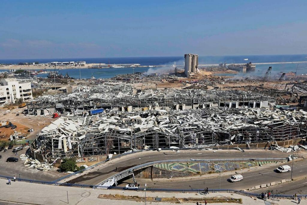 Der Ort der Explosion im Hafen von Beirut. (imago-images/Xinhua)