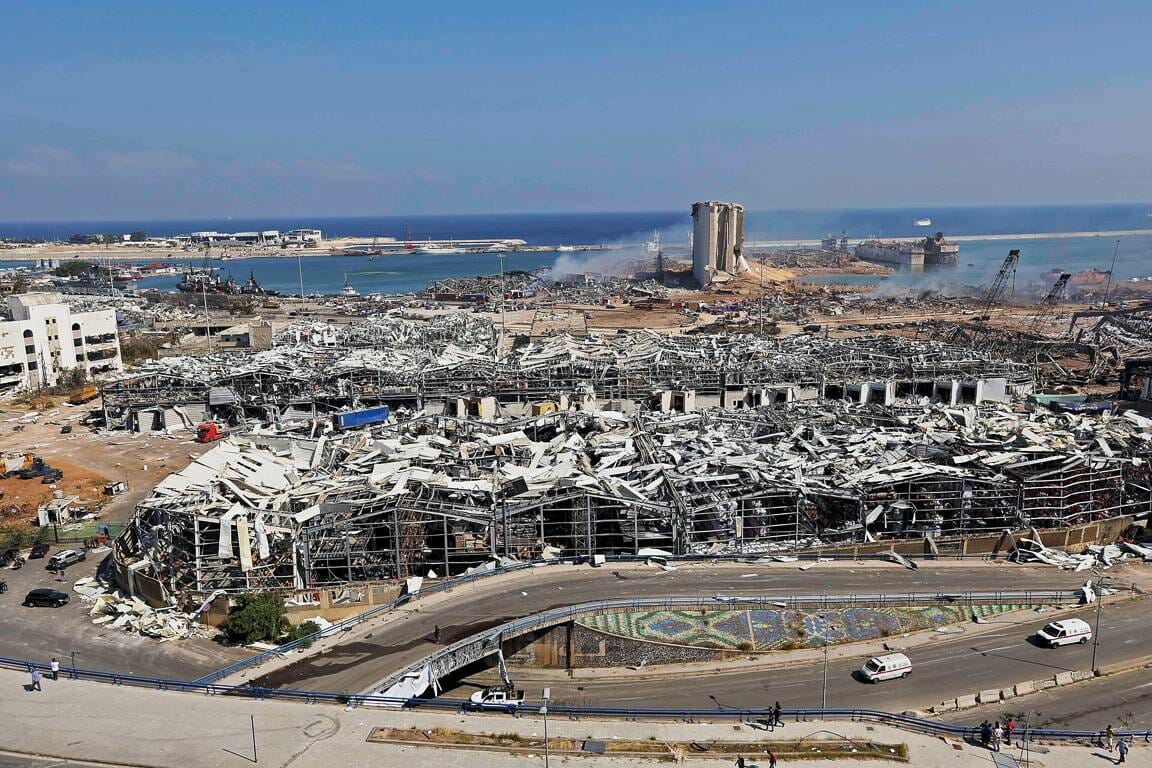 Der Ort der Explosion im Hafen von Beirut. (imago-images/Xinhua)