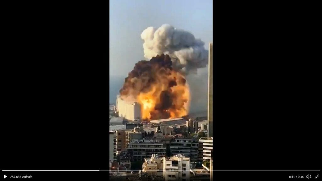 Explosion im Hafen von Beirut. (Quelle: Twitter)