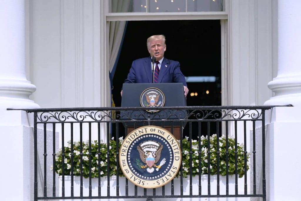 Rede von US-Präsident Trump vor der Unterzeichnung des Abraham-Abkommens. (imago images/MediaPunch)