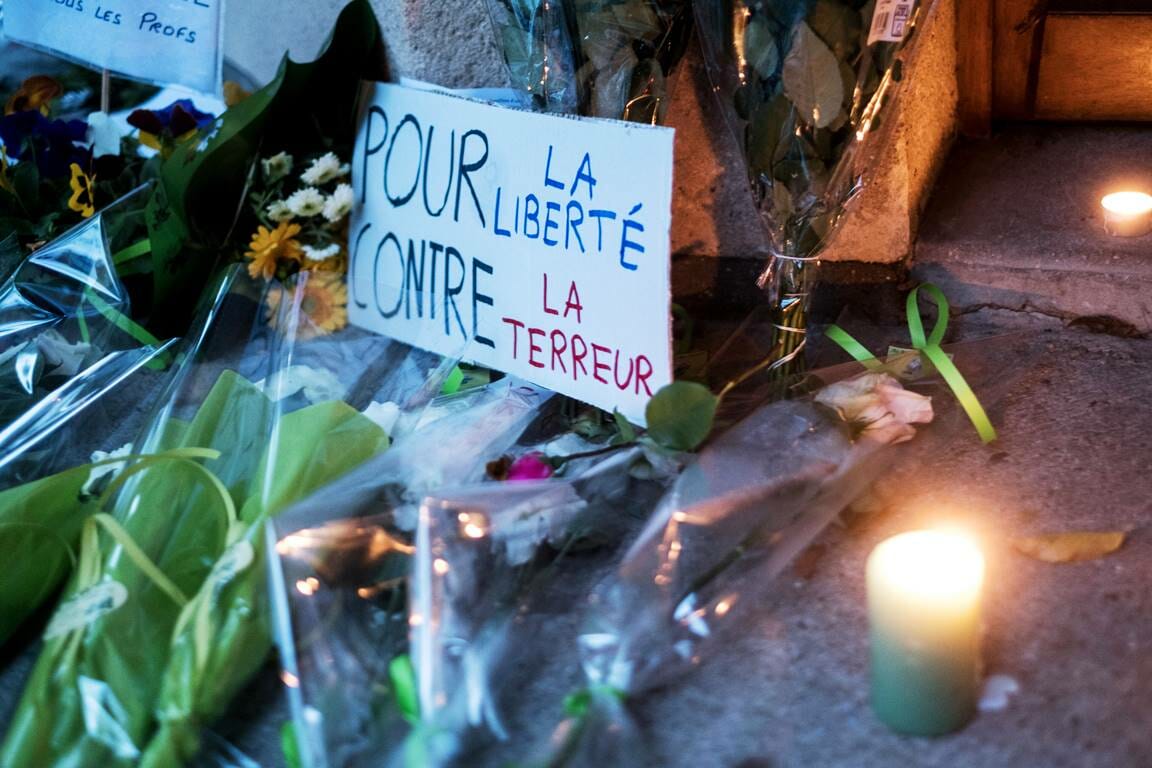 Ort des Gedenkens für den von einem Islamisten ermordeten Lehrer Samuel Paty. (© imago images/Le Pictorium)