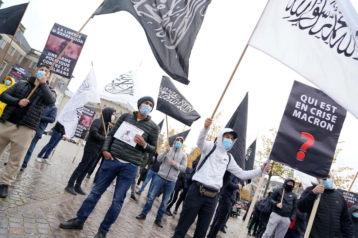 Kundgebung von Islamisten der Gruppe Hizb ut-Tahrir in Kopenhagen am 30. Oktober 2020. (© imago images/Ritzau Scanpix)