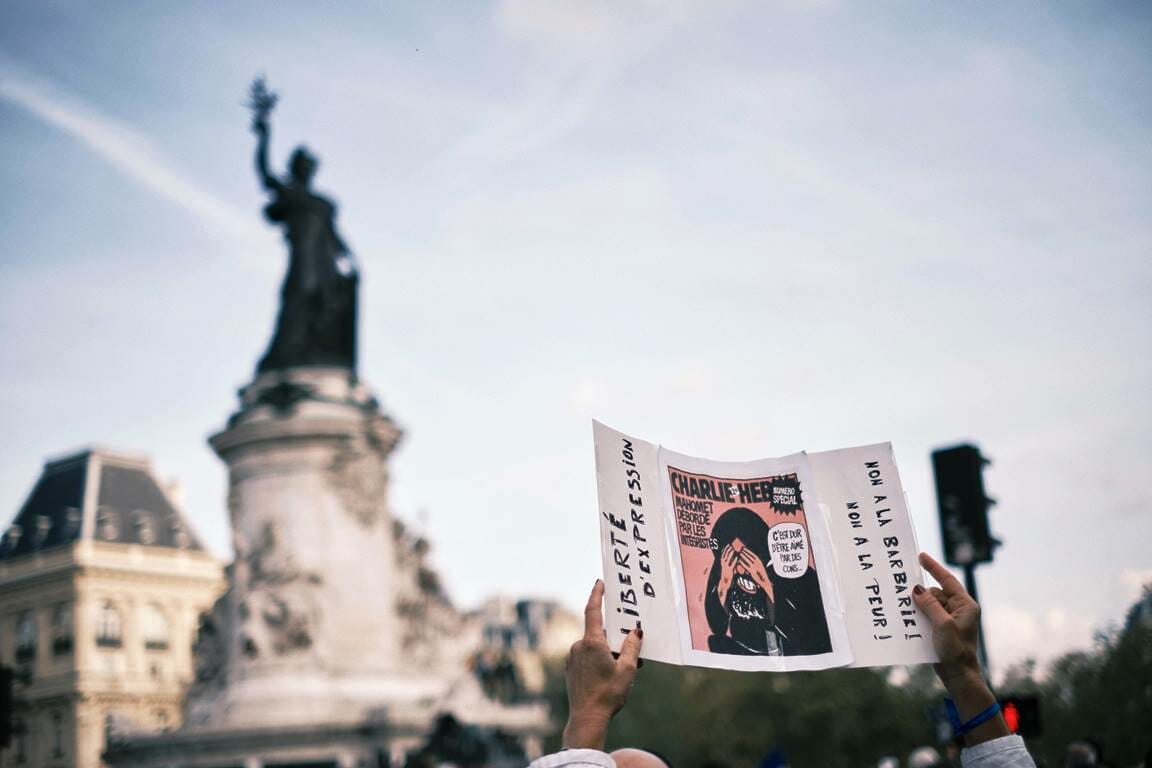 Demonstration gegen den Terror am Place de la Republique in Paris. (© imago images/Hans Lucas)