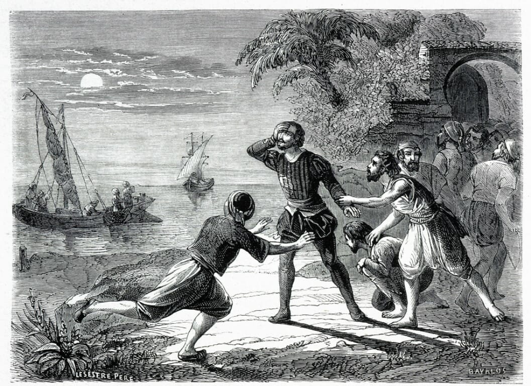 Miguel Cervantes, der Autor von „Don Quijote“, gehörte zu den zahlreichen Europäern, die in die Sklaverei in Nordafrika verschleppt wurden. Das Bild zeigt seinen Fluchtversuch aus einem Sklavengefängnis in Algier. (© imago images/KHARBINE-TAPABOR)