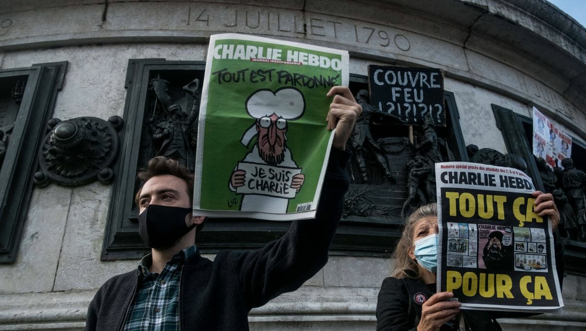 Demonstration in Paris nach der Ermordung Samuel Patys