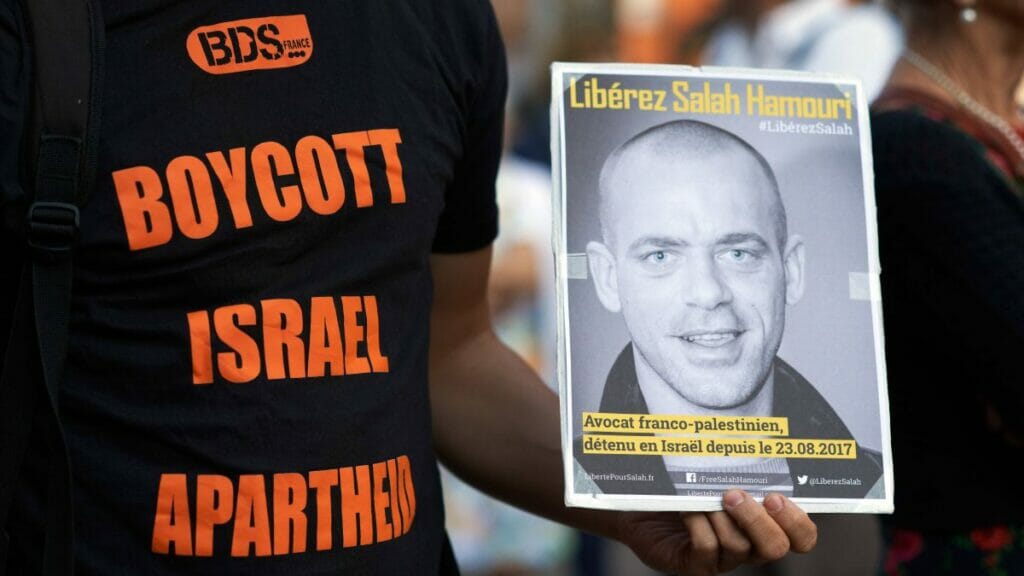 Staatlich unterstützenwert? BDS-Demonstration für verurteilten Terroristen und mutmaßliches PFLP-Mitglied Salah Hamouri