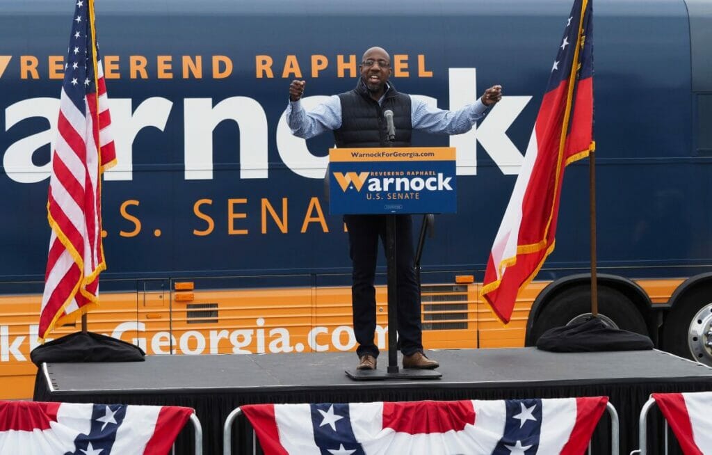 Der demokratische Kandiat für Senatswahlen in Georgia Raphael Warnock