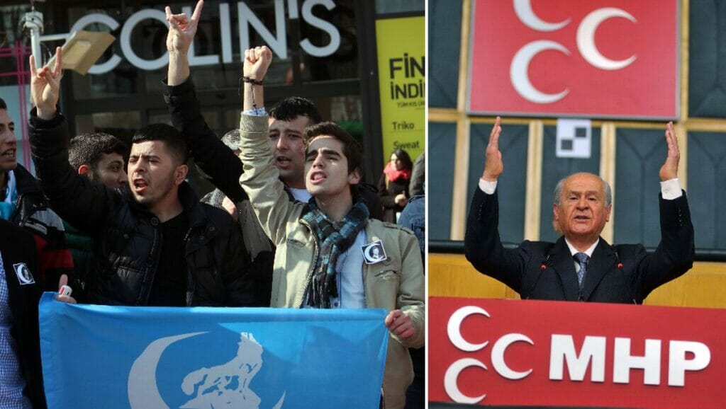 Aktivisten der Grauen Wölfe und Parteiführer ihres politischen Arms