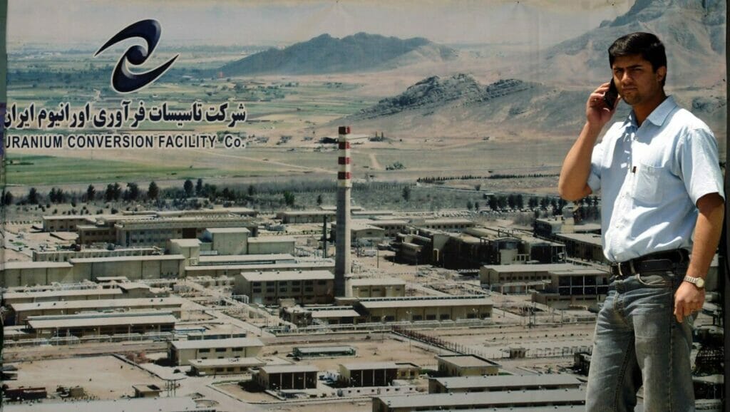 Plakat der Urananreicherungsanlage Natanz im Iran