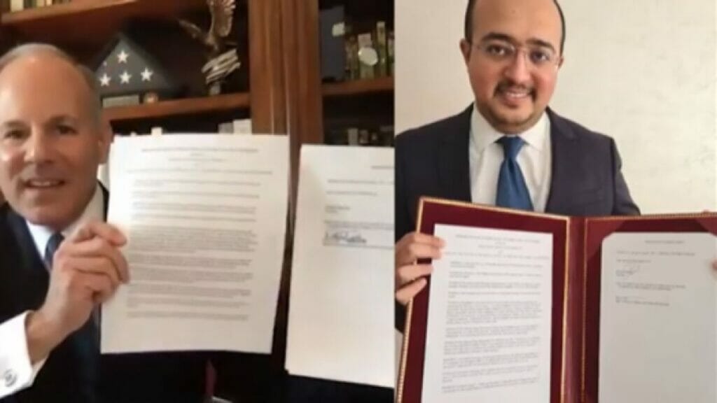 Elan Carr und El Mehdi Boudra präsentieren die gemeinsame Erklärung zur Bekämpfung des Antisemitismus