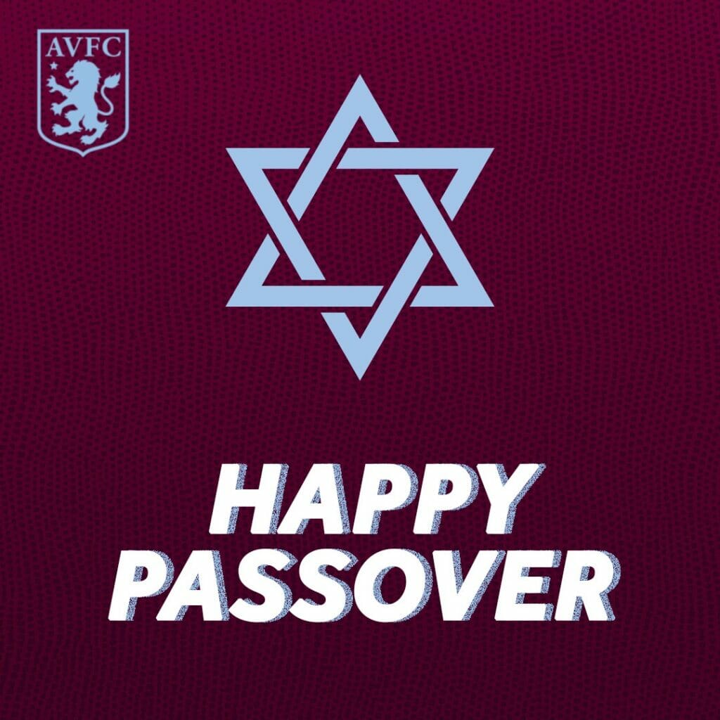 Für diesen Pessach-Glückwunsch erntete der Premier League Klub Aston Villa FC zahlreiche wütende Reaktionen. (Quelle: Aston Villa FC/Facebook)