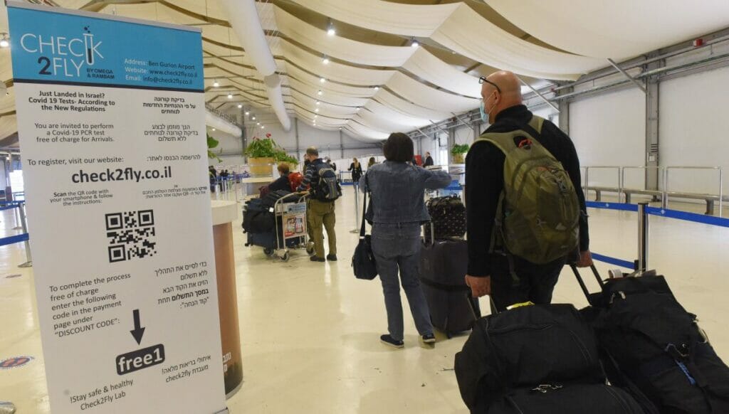 Info zu Corona-Bestimmung am Flughafen in Tel Aviv