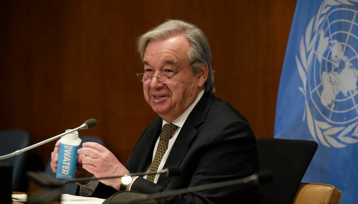 UNO-Generalsekretär Antonio Guterres auf der Jemen-Geberkonferemnz im März 2021