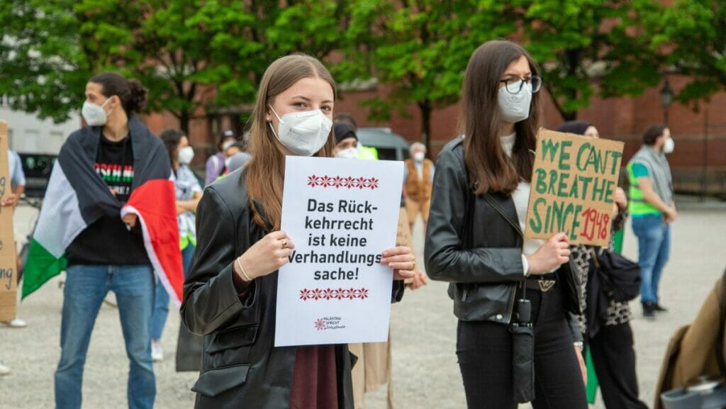 München: Demonstration während der Auseiandersetzungen zwischen Israel und Gaza im Juni 2021