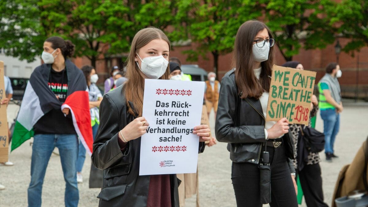 München: Demonstration während der Auseiandersetzungen zwischen Israel und Gaza im Juni 2021