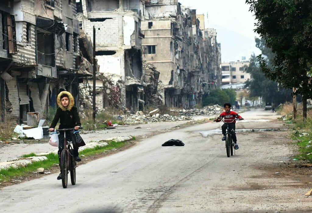 Das palästinensische Flüchtlingslager Jarmuk im Süden von Damaskus. (© imago images/Xinhua)