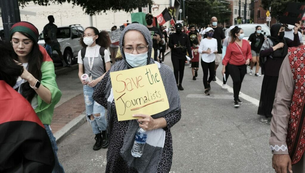 Solidaritätsdemonstration mit afghanischen Journalistinnen und Journalisten