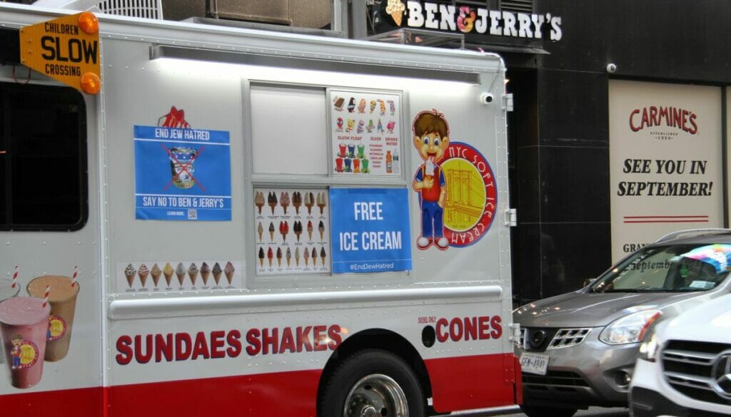 Protest gegen den ISrael-Boykott von Ben & Jerry's in New York