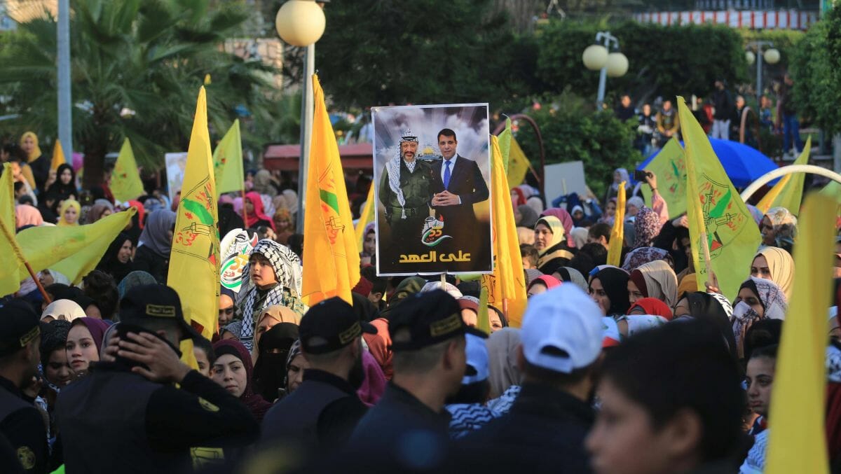 Anhänger des exilierten Fatah-Funktionärs Mohammed Dahlan bei einem Aufmarsch im Westjordanland