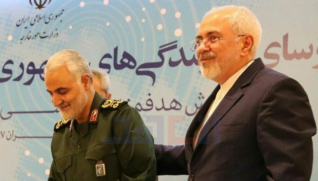 Der von den USA getötete Soleimani (re.) und Ex-außenminister Zarif (li.)