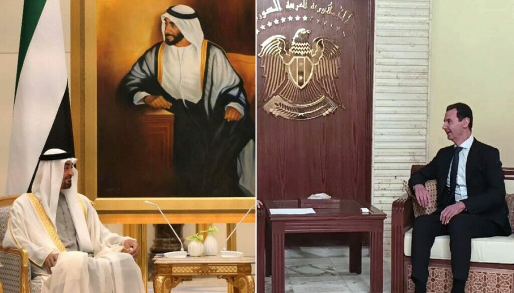 VAE-Kronprinz Sheikh Mohammed bin Zayed al-Nahyan und Syriens Präsident Baschar Al-Assad