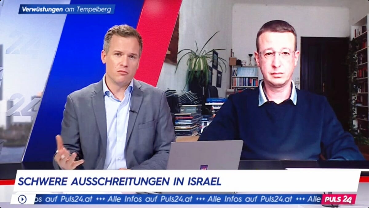 Puls24-Interview zu den Ausschreitungen am Tempelberg. (Quelle: Puls24)