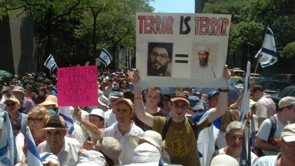 Demonstration gegen den Hisbollah-Terror während des Libanon-Kriegs 2006