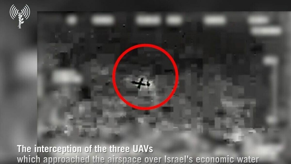 Überwachungsfoto der Hisbollah-Drohnenangriffs auf das israelische Karsih-Gasfeld im Juli