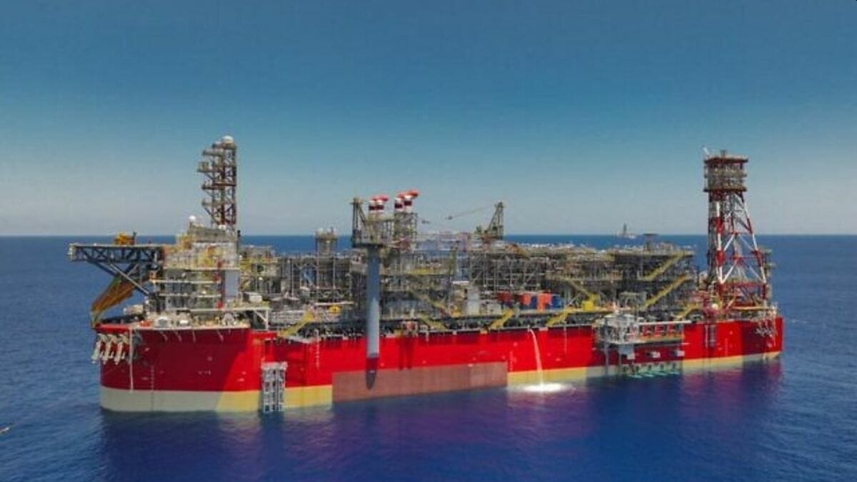 Israelisches Förderschiff im Karish-Gasfeld vor der Küste von Haifa