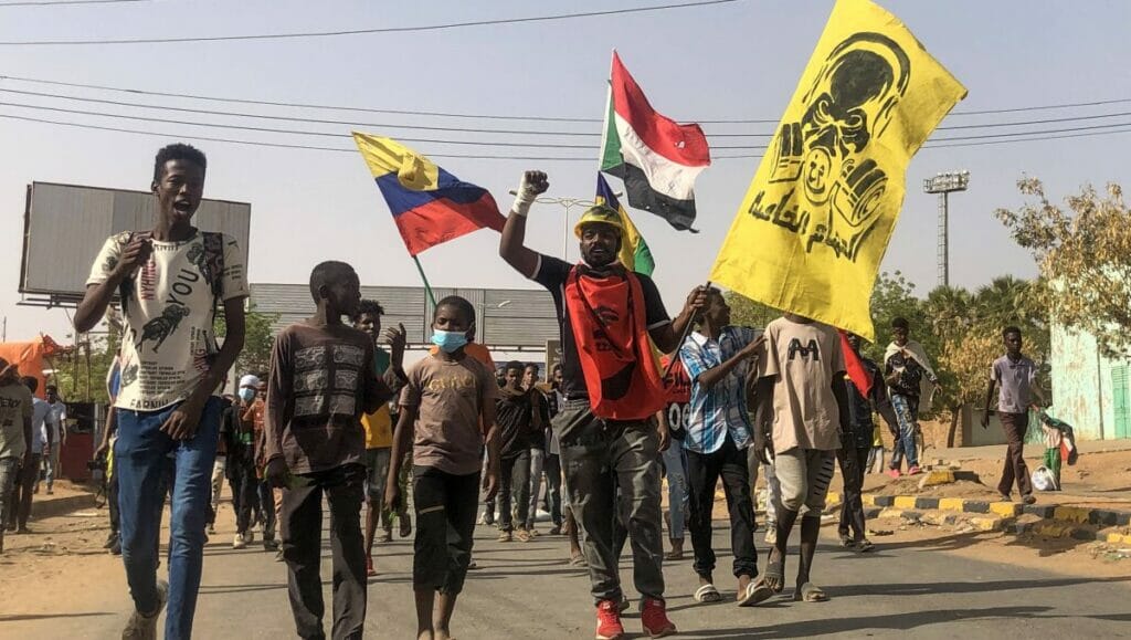 Demonstranten in Khartum gegen den Militräputsch im Sudan