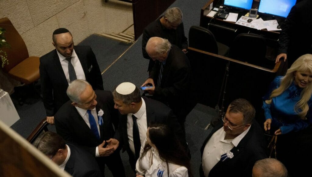 Benjamin Netanyahu und Itamar Ben-Gvir in der Knesset