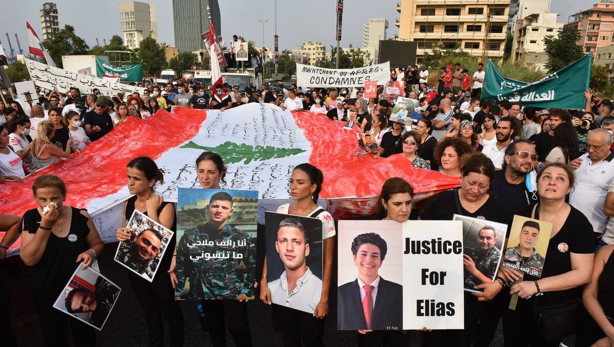 Demonstration anlässlich des zweiten Jahrestags der Explosion im Hafen von Beirut