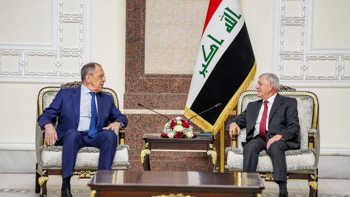 Der irakische Präsident Abd al-Latif Jamal Rashid bei seinem Treffen mit Sergej Lawrow