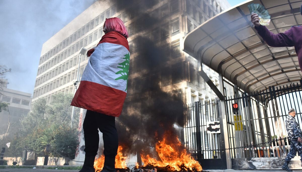 Proteste vor Nationalbank in Beirut gegen den Währungsverfall des libanesischen Pfund