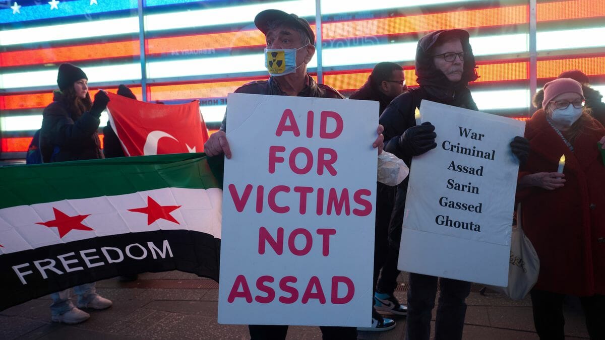 New York: Solidaritätsdemonstration mit den Erdbebenopfern in Syrien und der Türkei
