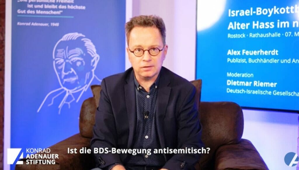 Alex Feuerherdt über die Israel-Boykottbewegung BDS. (Konrad-Adenauer-Stiftunge/Youtube)
