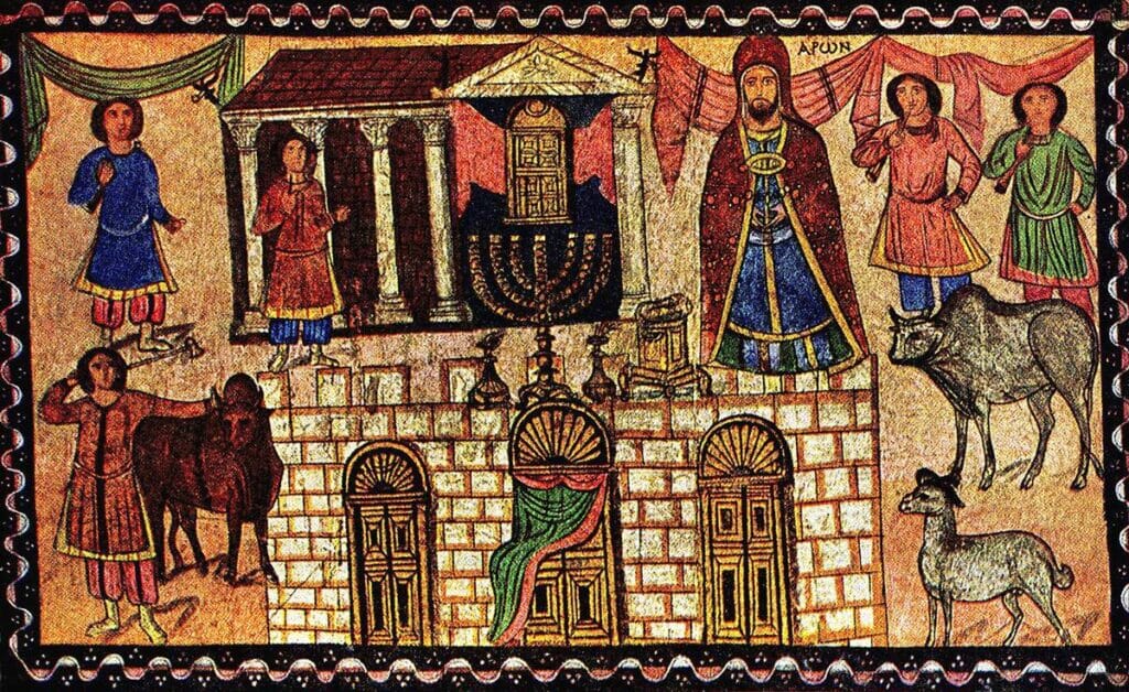 Wandmalerei aus der antiken Synagoge von Dura Europos im Osten Syriens. (© imago images/UIG)
