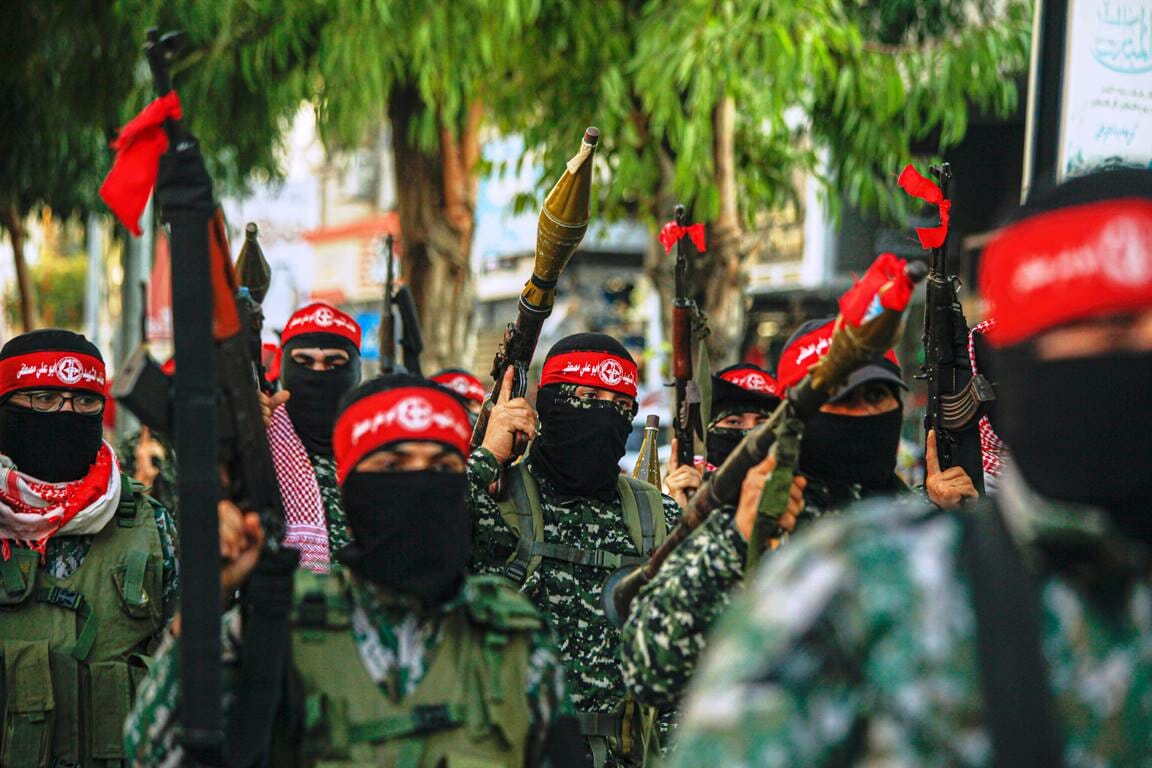 Aufmarsch von Migliedern der Terrororganisation PFLP. (© imago images/Pacific Press Agency)