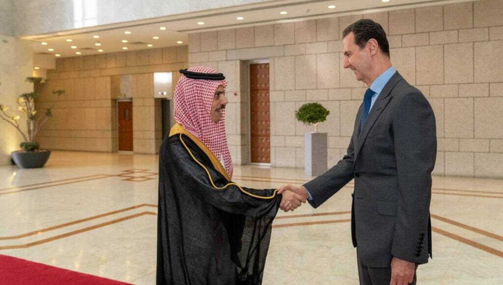 Der saudische Außenminister Faisal bin Farhan bin Abdullah zu Besuch beim syrischen Präidenten Baschar al-Assad in Damaskus