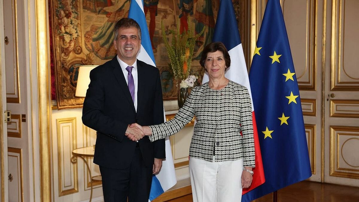 Israels Außenminister Eli Cohen und seine französische Amtskollegin Catherine Colonna