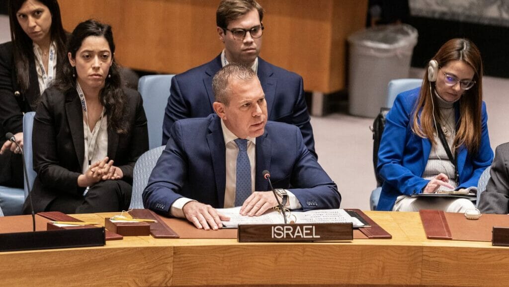 Israels Botschafter bei den Vereinten Nationen, Gilad Erdan, im UN-Sicherheitsrat
