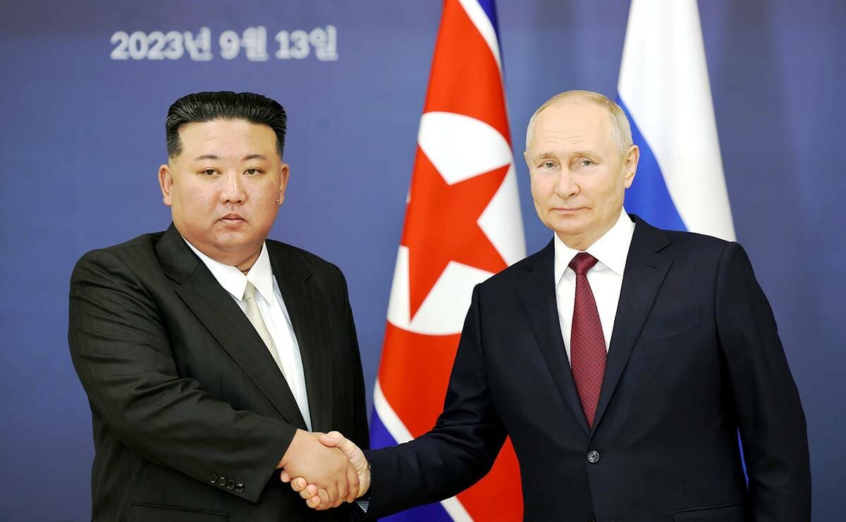 Kim Jong-un und Russlands Präsidenten Putin bei ihrem Treffen am 13. September. (imago images/UPI Photo)